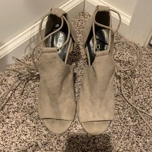 Aldo peep toe lace up booties